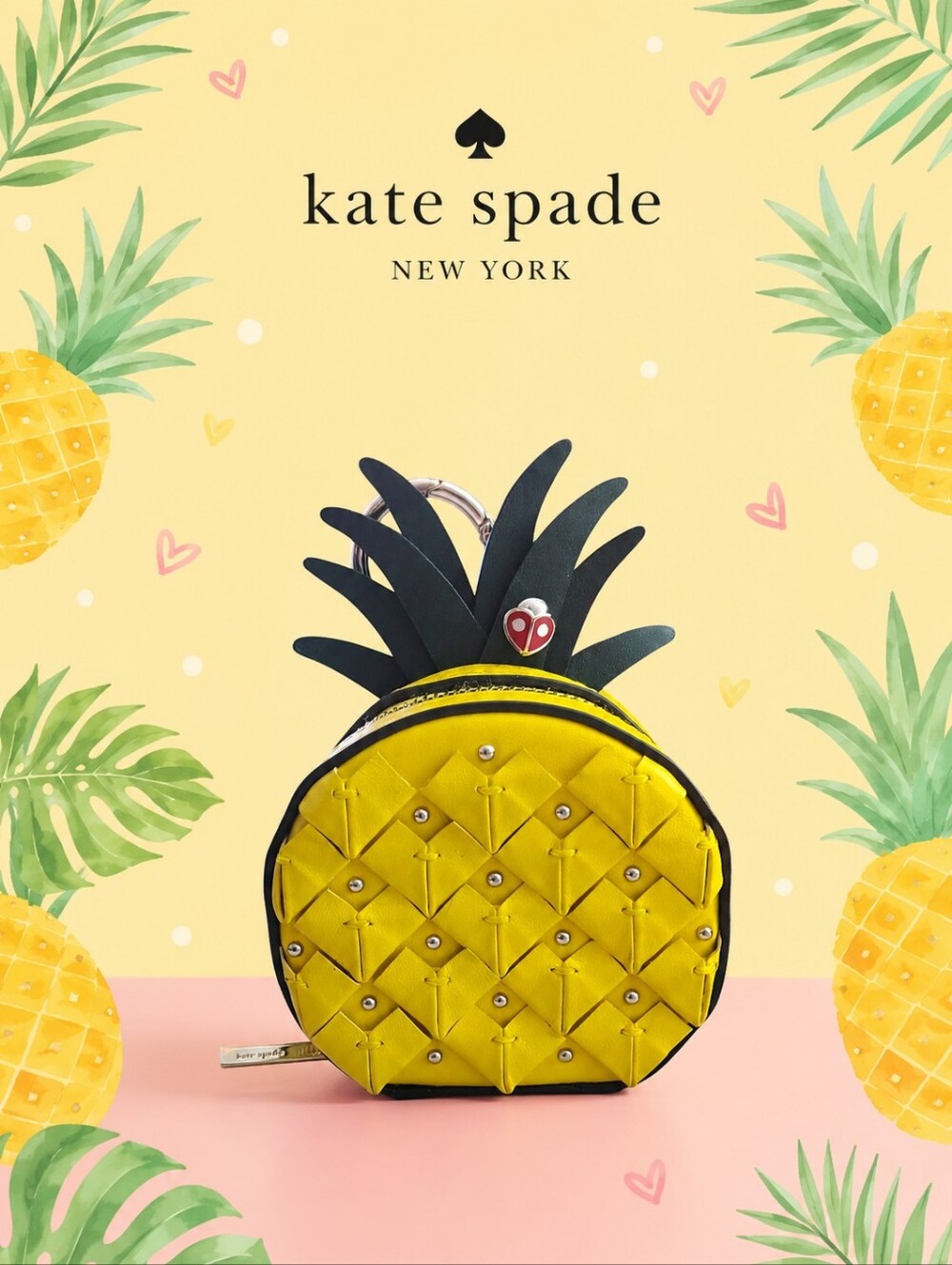 Kate Spade Picnic Pineapple Coin Purse Keychain
